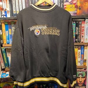 L-XL VINTAGE XL PITTSBURGH STEELERS LOGO 7 RINGER CREWNECK